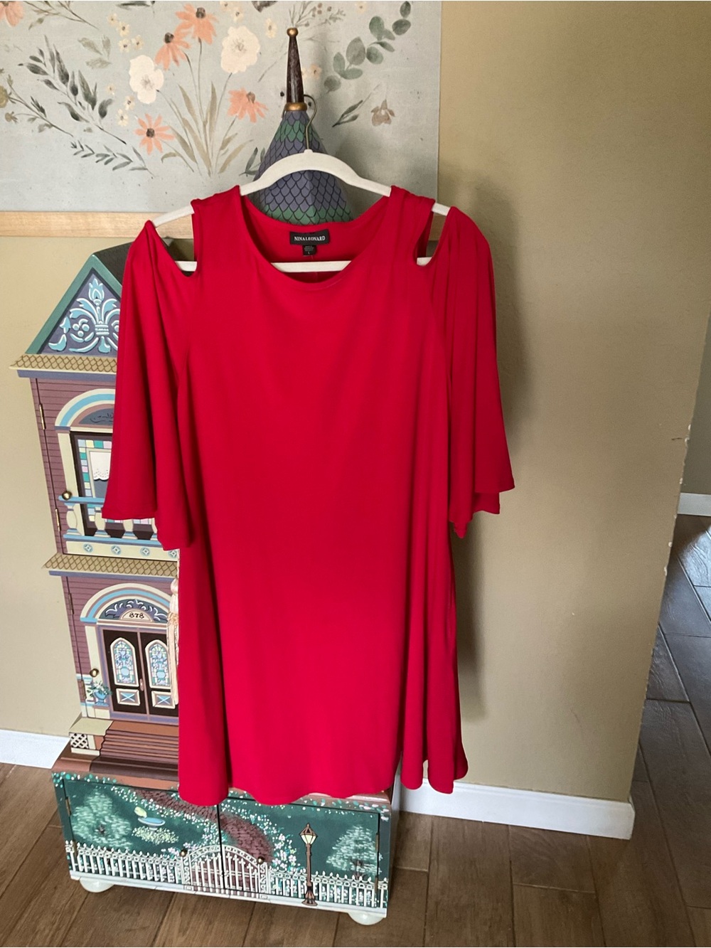 Bright Red Cold-Shoulder Dress